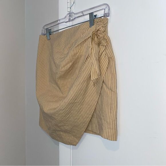 Zara Taupe ruched striped mini skirt size Small - Picture 5 of 11